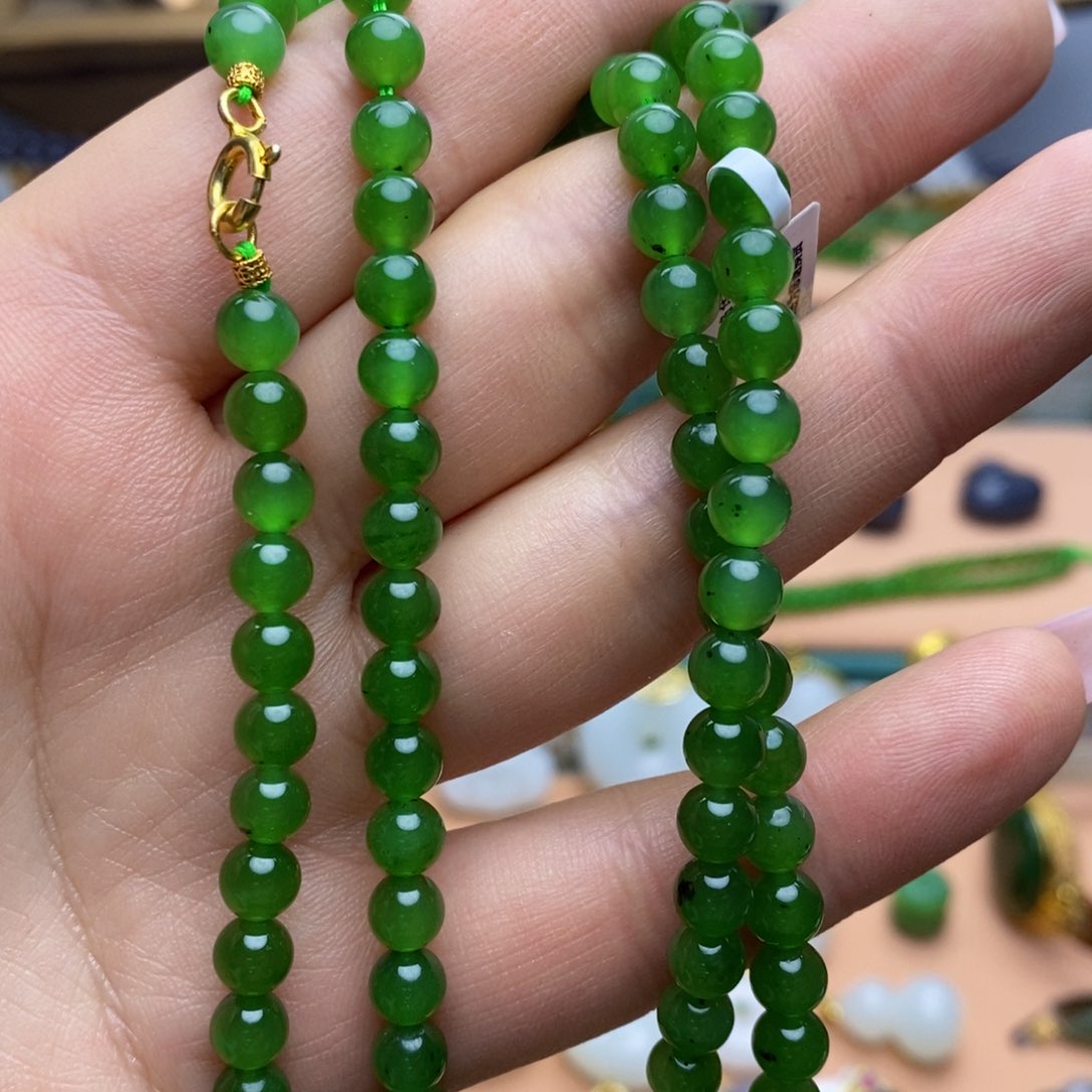 和田玉颈饰银S925镶嵌