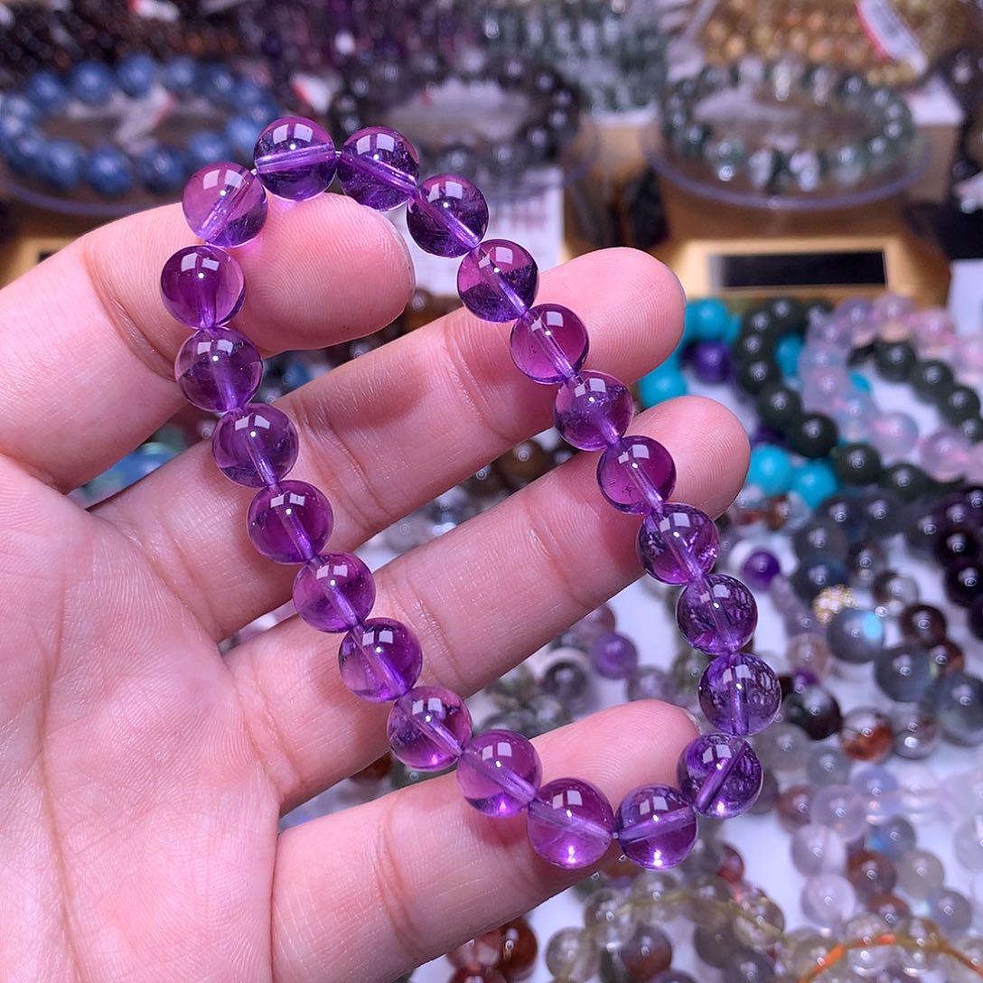 水晶手串未镶嵌8.8mm紫水晶