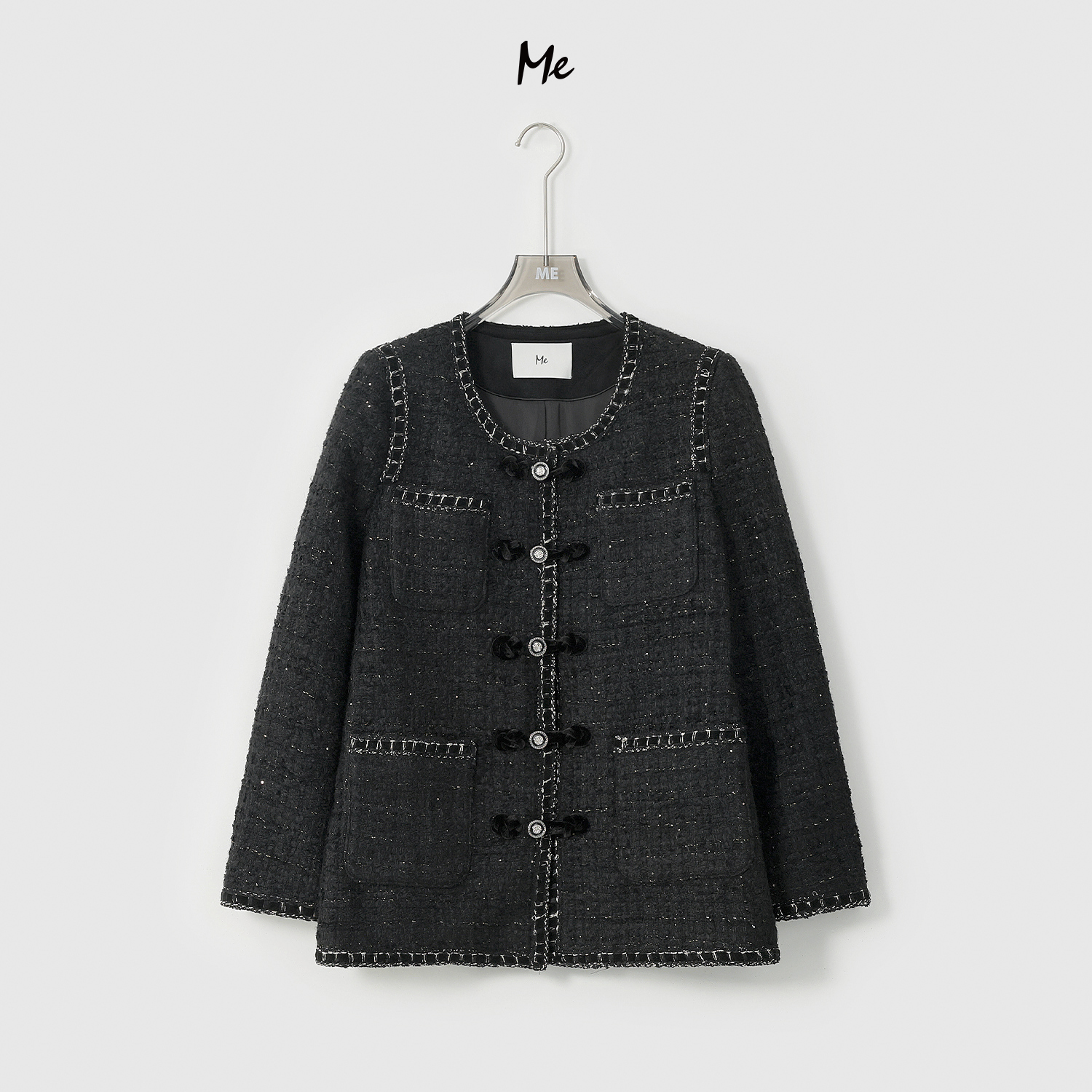 ME【星河链条小香】亮闪粗花呢奢牌感时尚百搭小香风外套MESA2568
