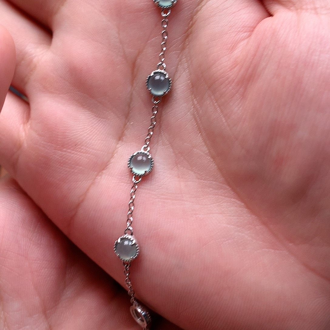 银S925镶嵌翡翠手链0058