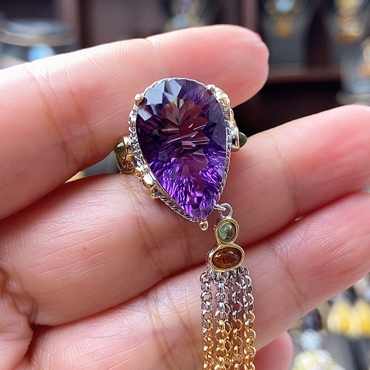 紫晶戒指银S925镶嵌戒指