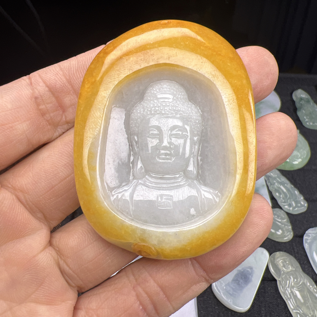 黄翡阿弥陀福尺寸60×44×8