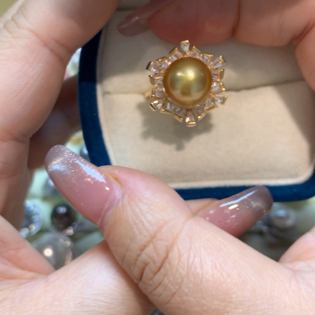 海水珍珠戒指银S925镶嵌