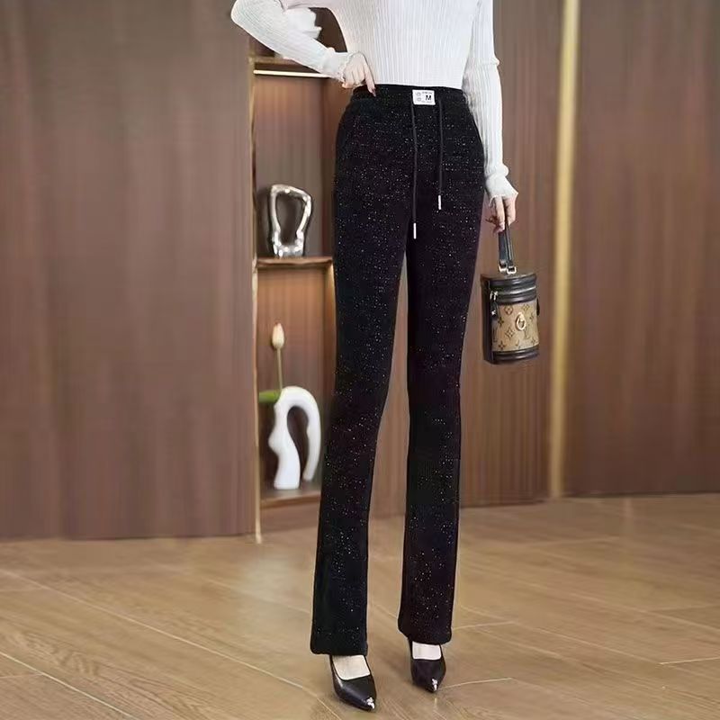 星空加绒微喇裤加厚2025新款休闲时尚高腰修身显瘦拉德喇叭裤