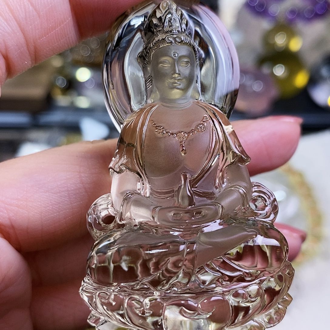 水晶天然水晶吊坠赠珠链未镶嵌波*