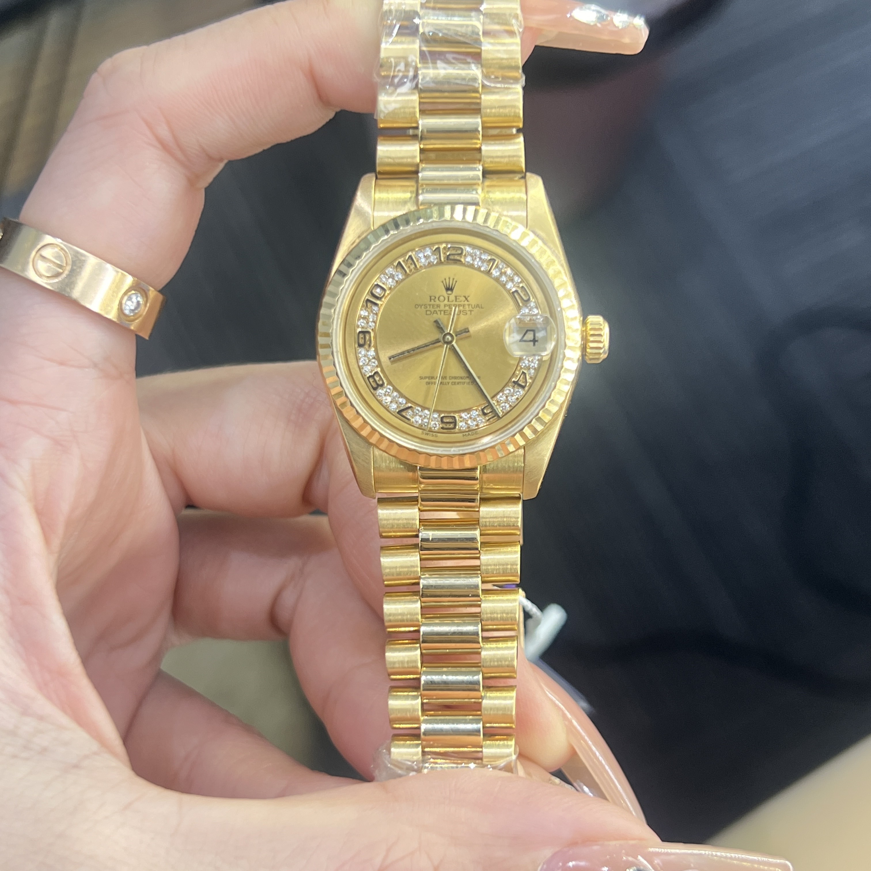 99新 Rolex/劳力士 女装日志68278原钻钻刻腕表/WHP033411