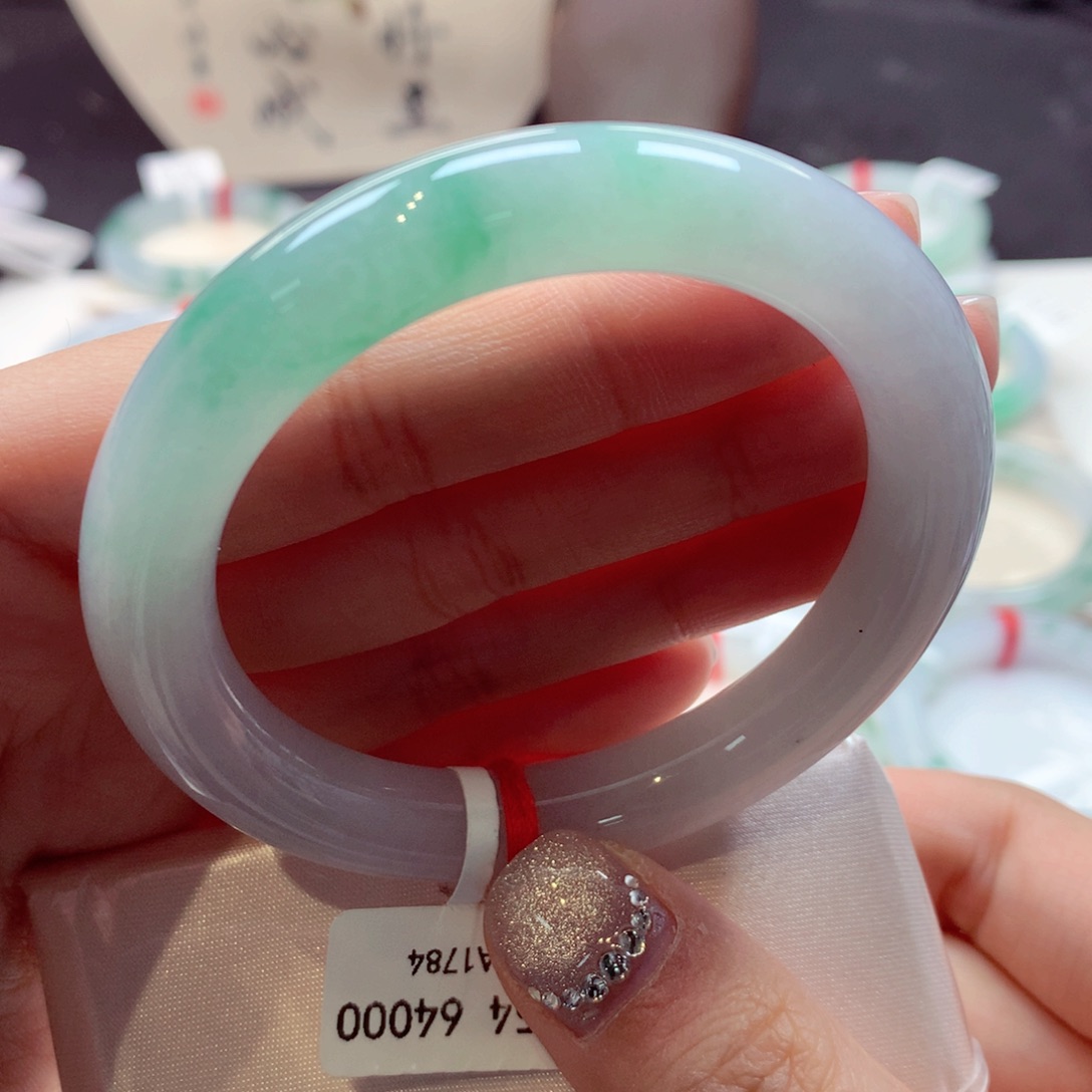 翡翠手镯未镶嵌41圆条77