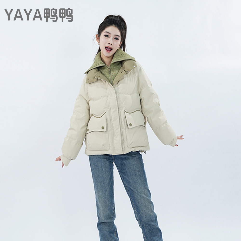 YAYA/鸭鸭羽绒服女2024冬新品短款时尚百搭保暖外套 YE4B607102H