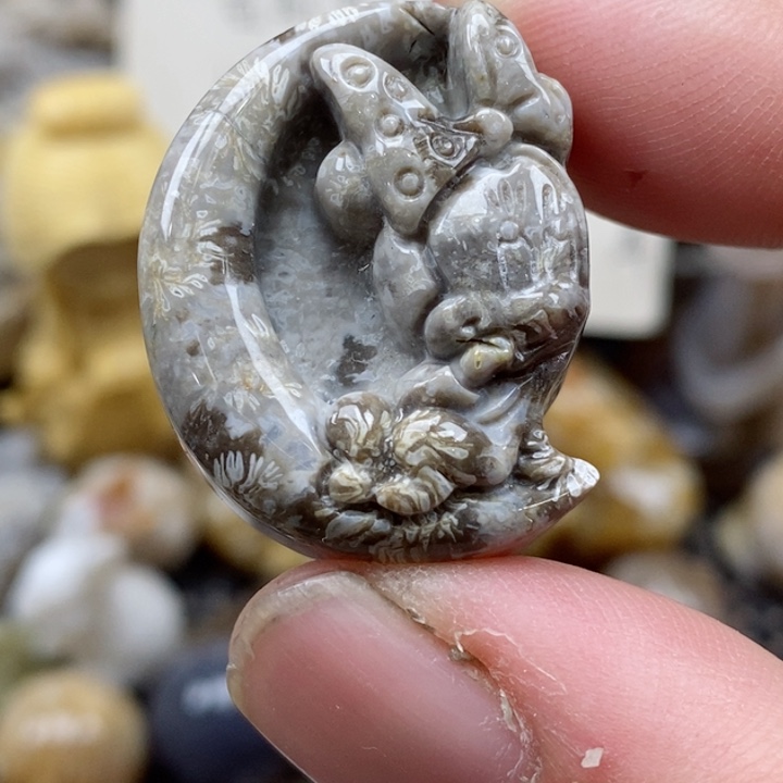 颈饰未镶嵌硅化珊瑚（珊瑚玉）有瑕 小