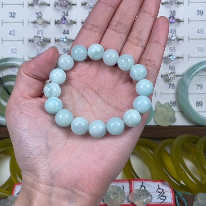 性***螂蛇纹石玉未镶嵌手串
