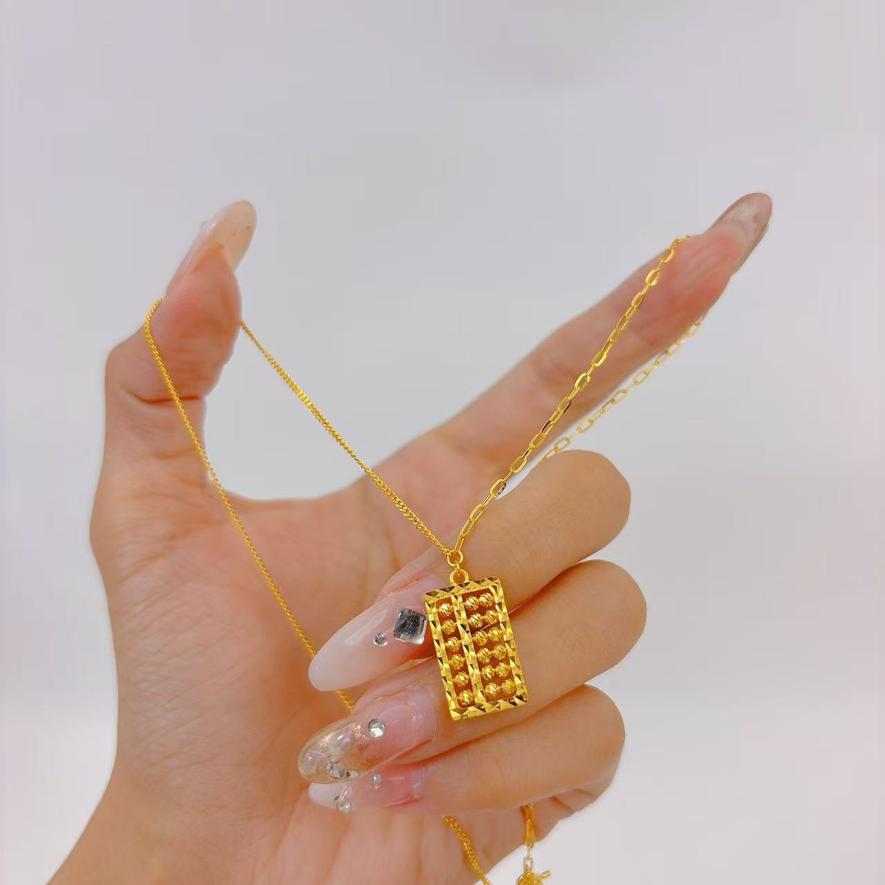 【禧丰金】足金999 如意金算盘黄金项链