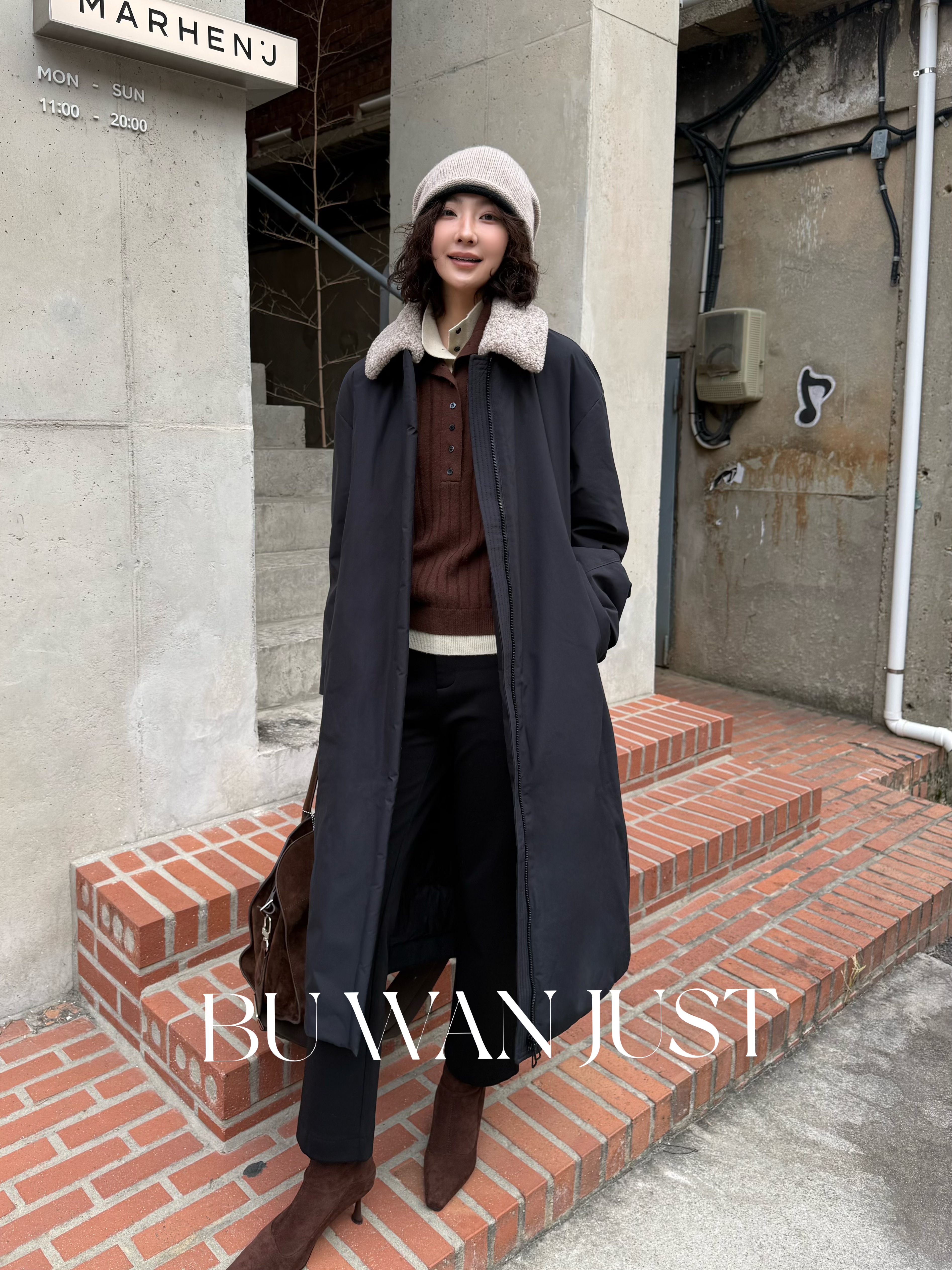 BUWANJUST高定翻毛领大被子保暖舒适慵懒随意百搭鹅绒大衣B2372