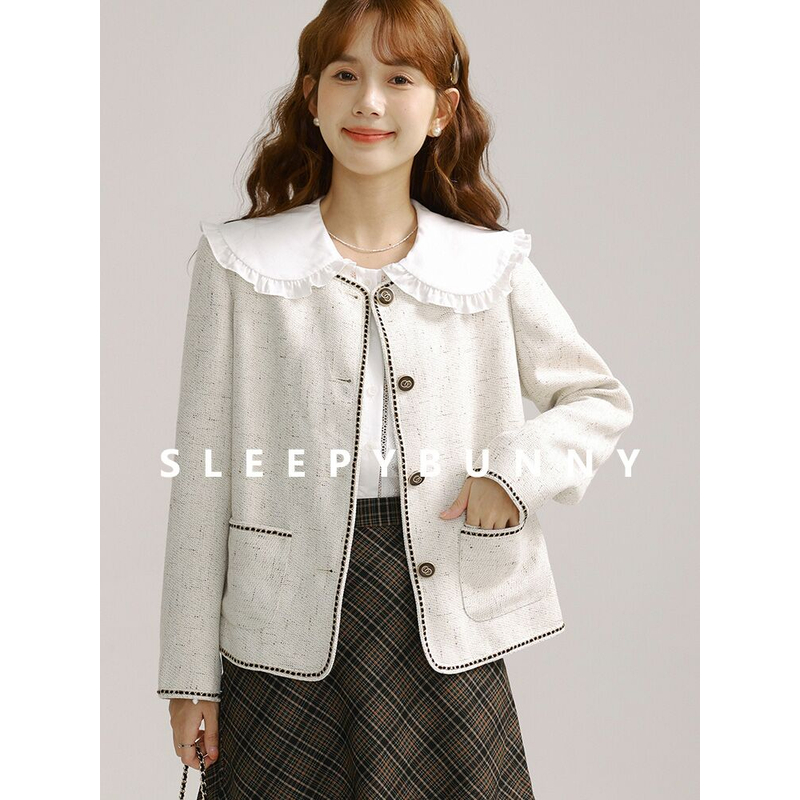 J瞌睡兔【清苍】风琴褶木耳边白色衬衫/格纹短裙半身裙21882/21883