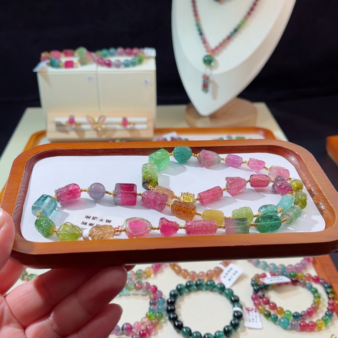 碧玺手串18K金镶嵌手串