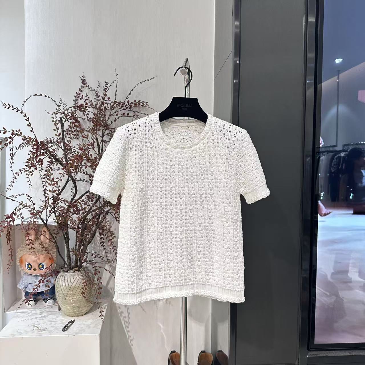 LT上衣蕾丝白色时尚夏季镂空圆领衬衫471