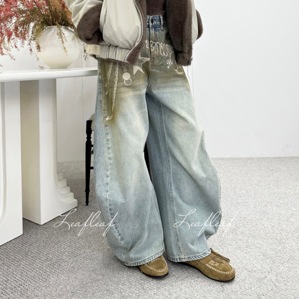 MARRKNULL 印花牛仔裤 | LEAFLEAF设计师品牌