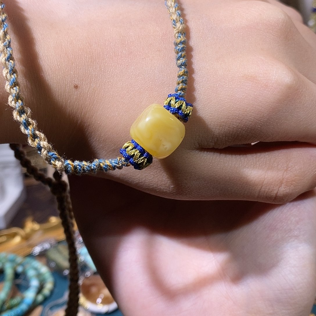 琥珀颈饰未镶嵌琥珀蜜蜡锁骨链