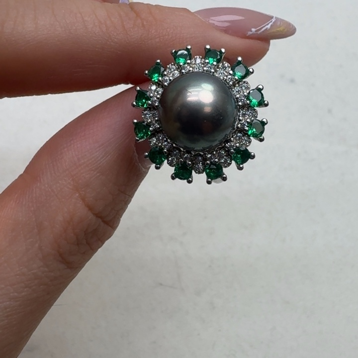 海水珍珠戒指银S925镶嵌