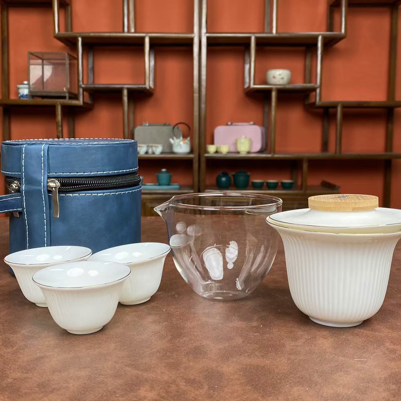 一鹿有你金边白瓷六件套套装 高端礼盒装高端茶器主人杯0900