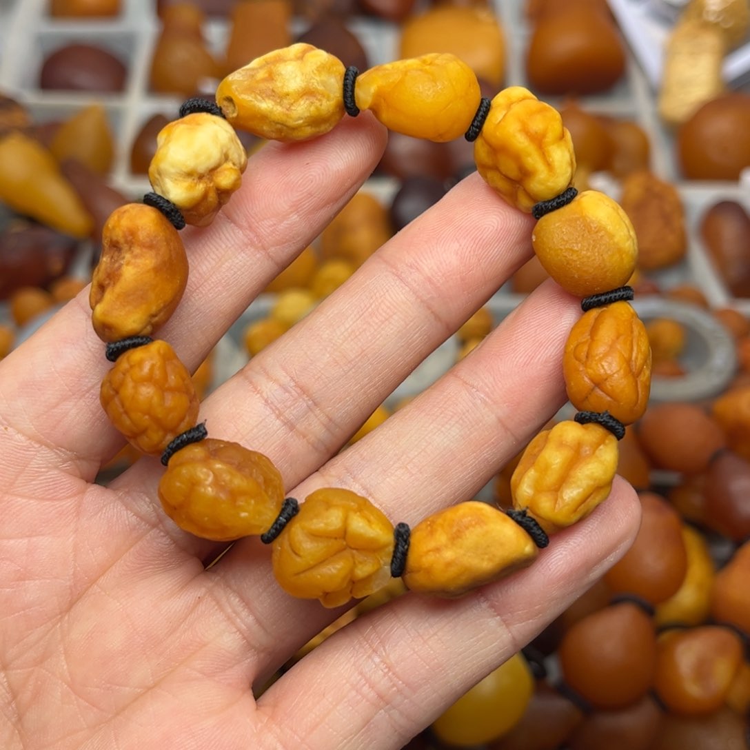 琥珀裸石未镶嵌天然蜜蜡手串