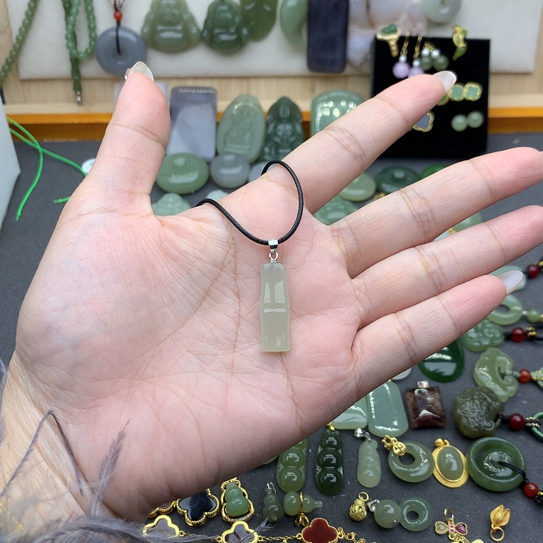 和田玉吊坠(不含链)银S925镶嵌