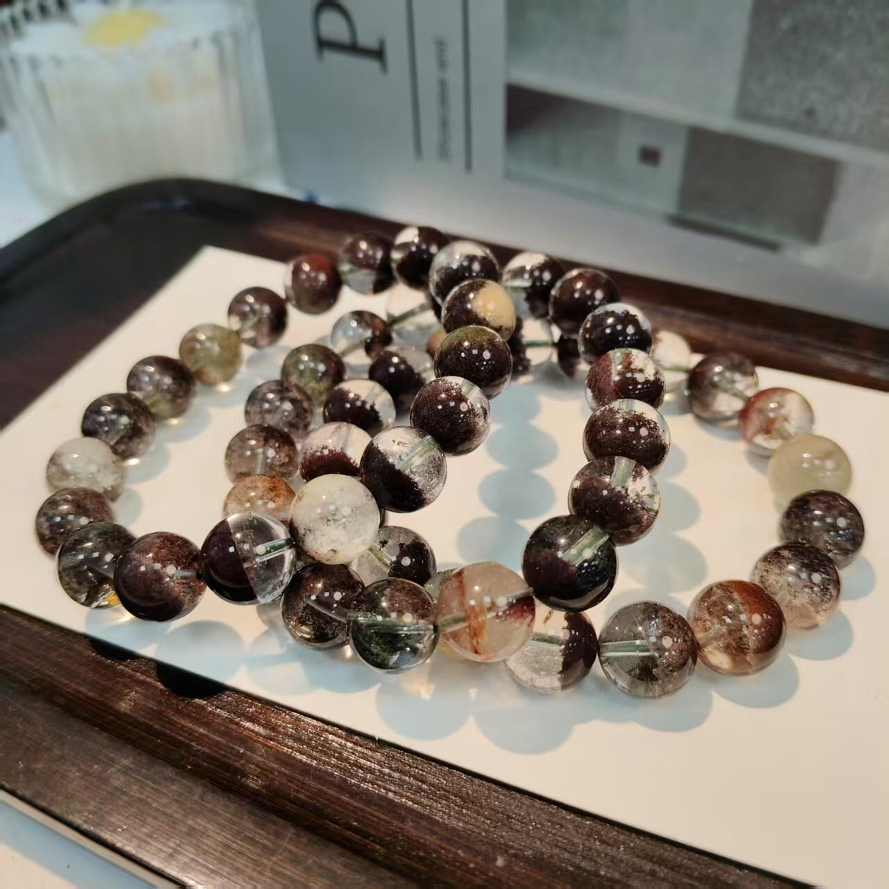 【书记甄选】天然四季幽灵单圈手链 多样性发一件 约11mm XL2655