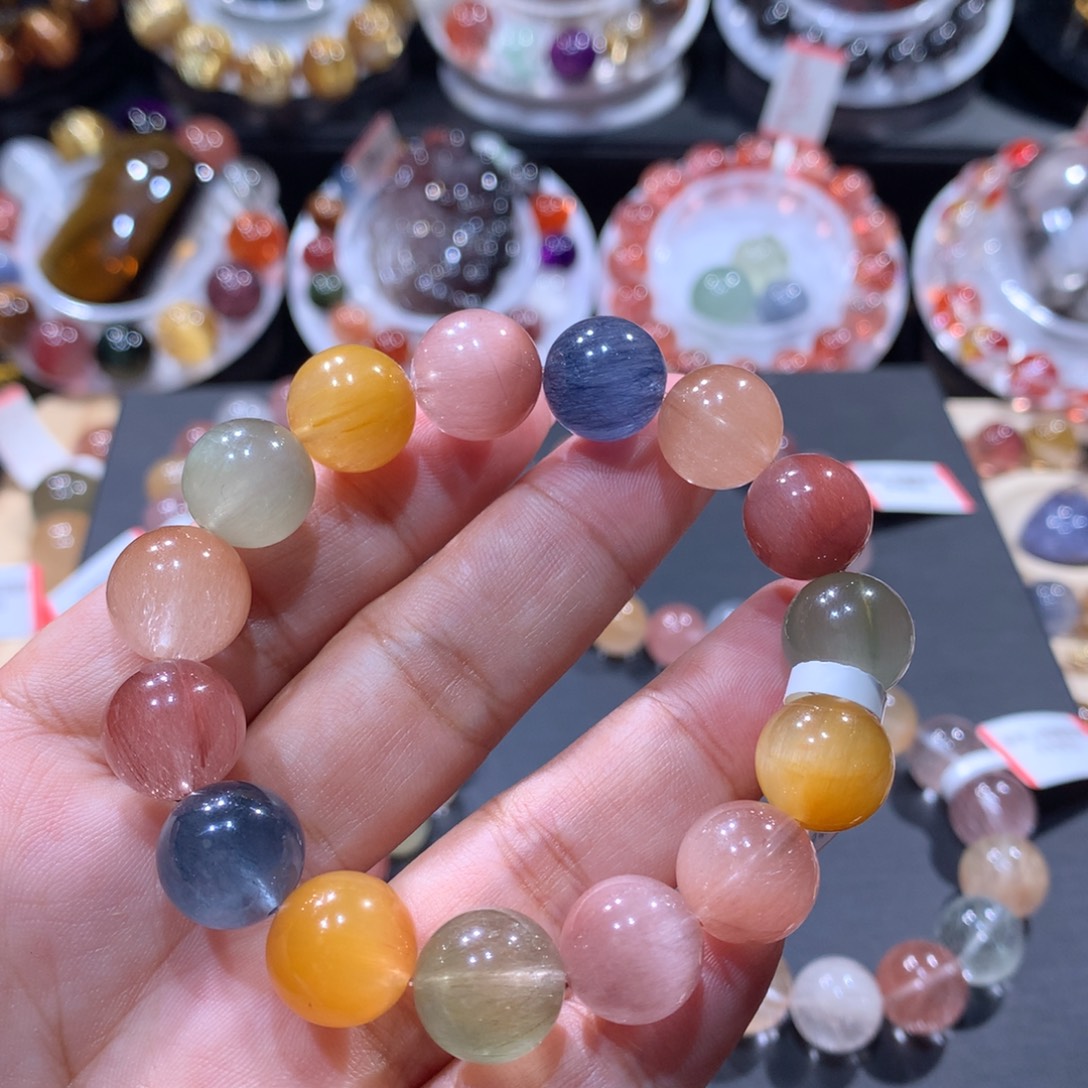水晶未镶嵌手链彩兔毛12mm