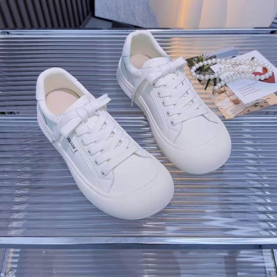 362韩风丑萌低邦纯皮软面小白鞋