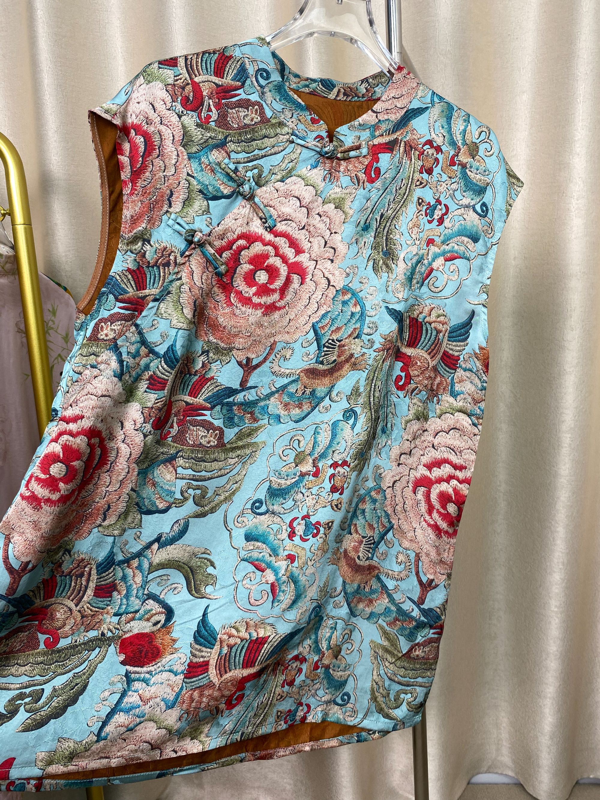 （花开富贵）人丝香云纱 新中式国风气质高级感上衣067