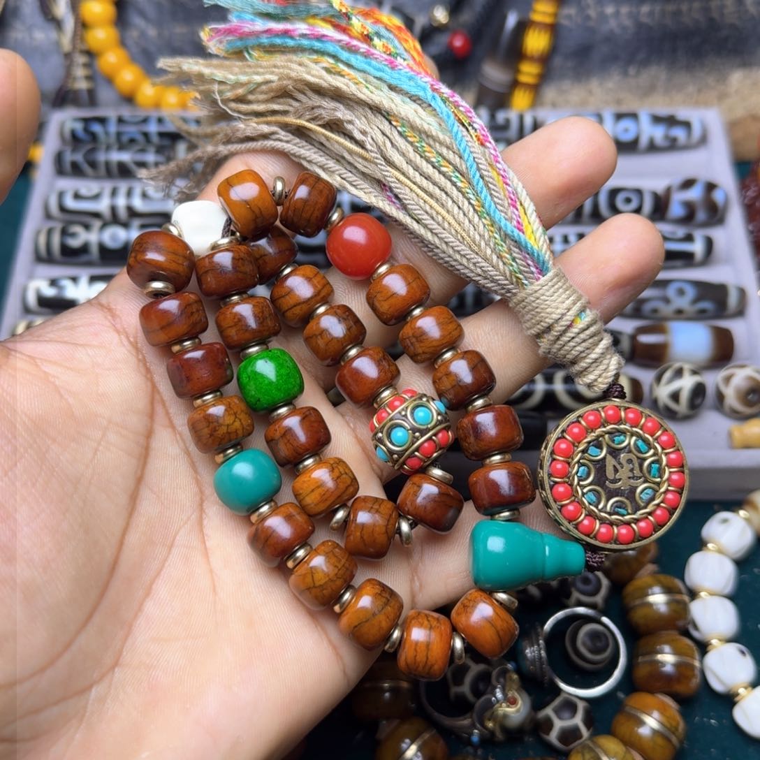 柏香籽/百香籽手串牦牛骨