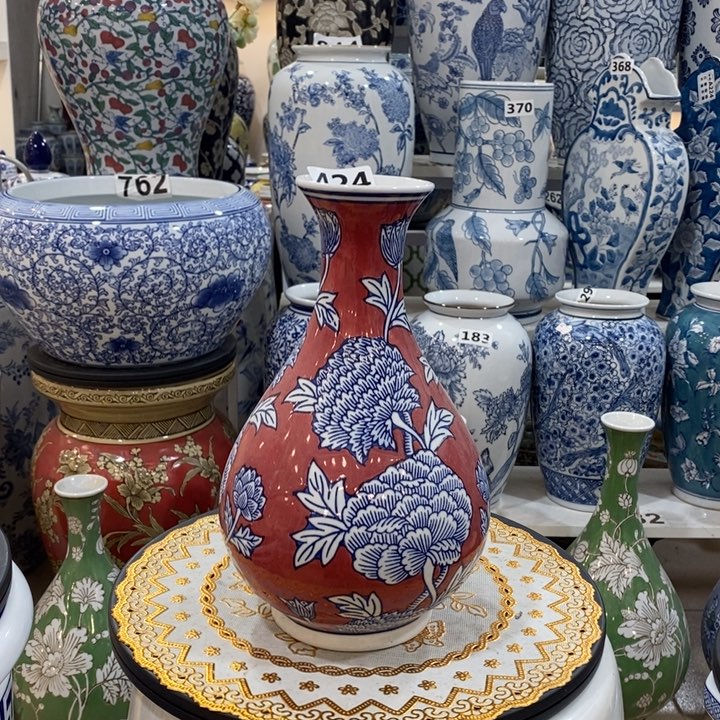 摆件白*鱼手绘陶瓷彩绘花瓶