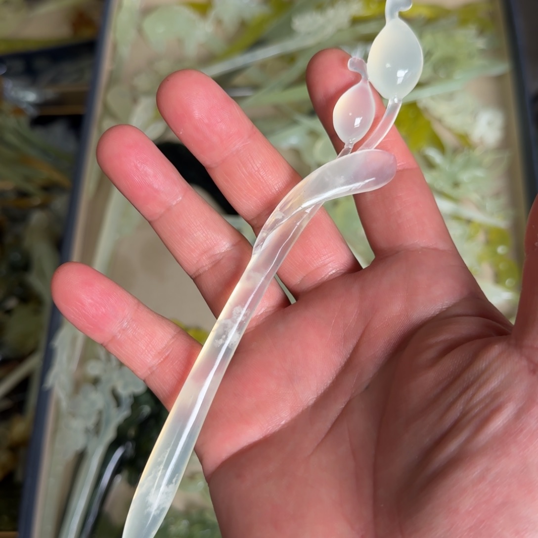 岫玉发饰未镶嵌明君玉簪就是好看