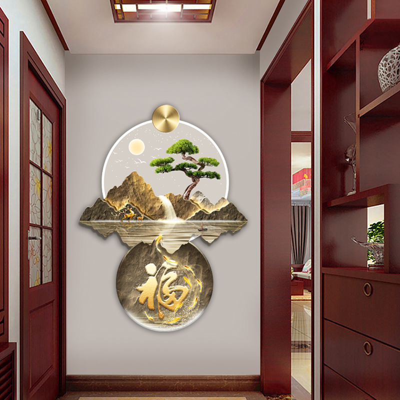 DK003中式美学挂画新中式茶厅书房异形装饰画办公室挂画大气靠山