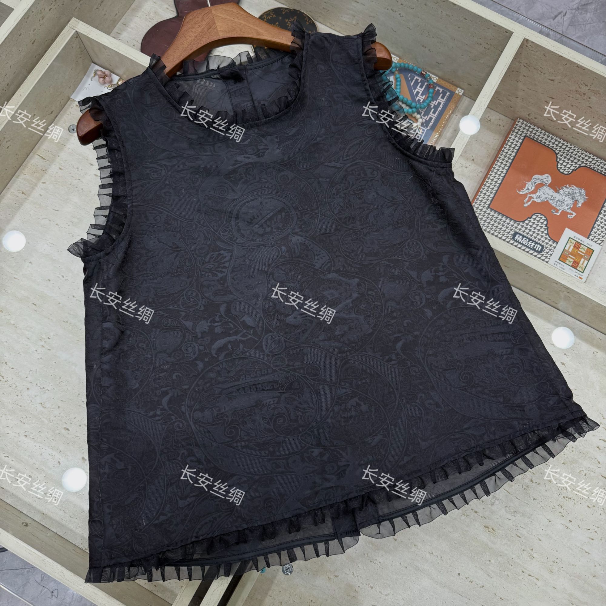 【长安】国风气质百搭花罗浮光锦飞飞袖上衣女FY5082002