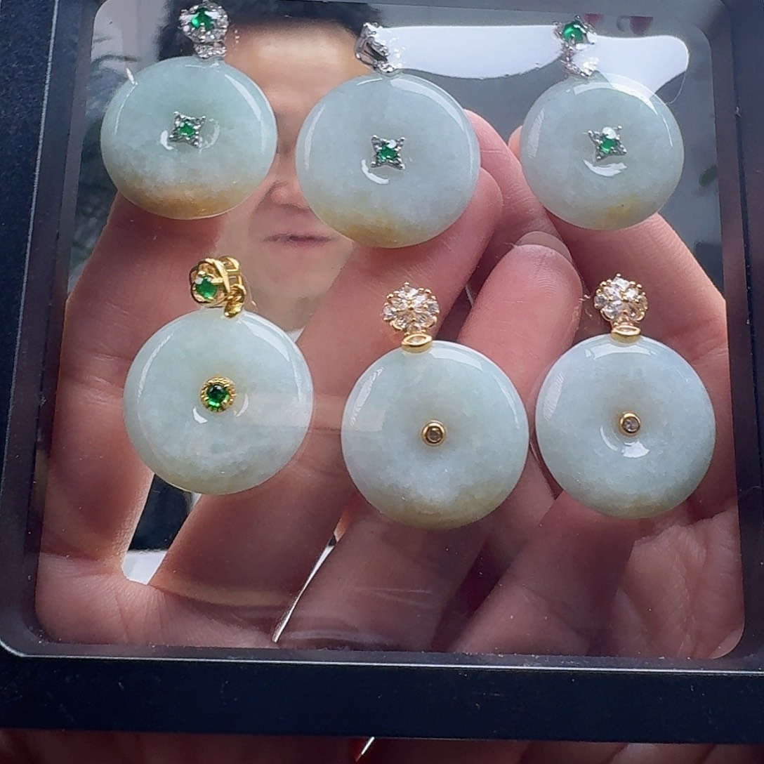 翡翠吊坠(不含链)银S925镶嵌多样性发货其一