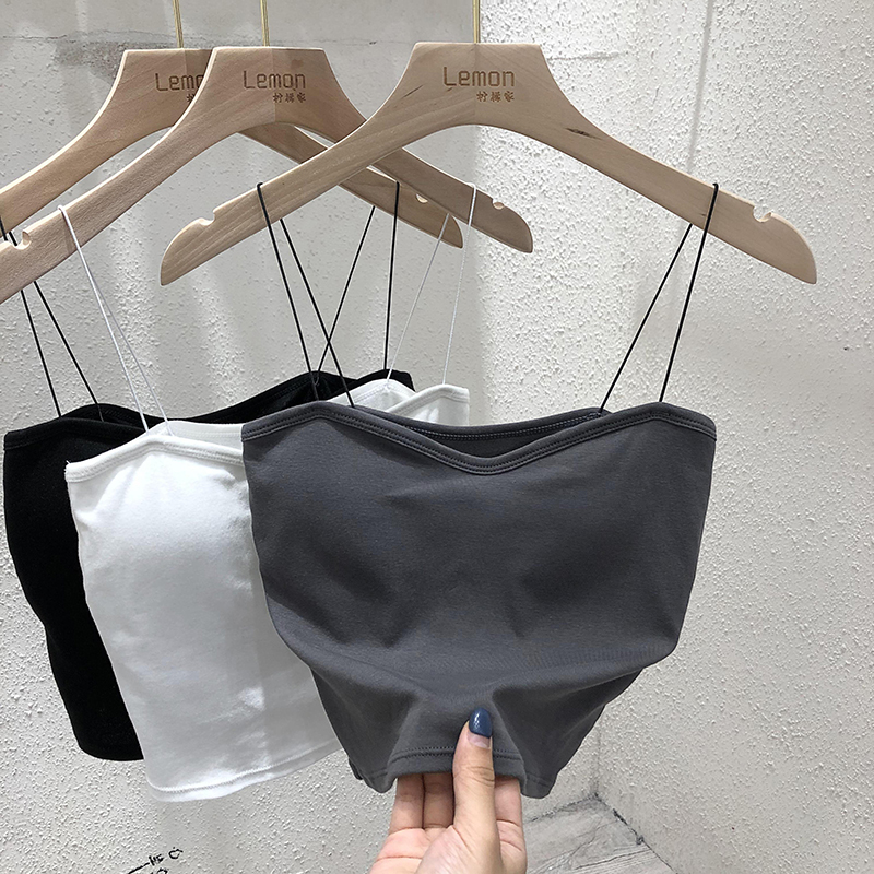 内搭吊带小背心早春女外穿白色网红美背带胸垫裹胸抹胸