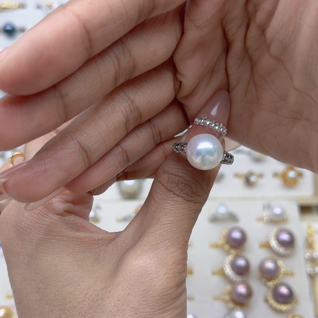 苟***）合金戒指淡水珍珠