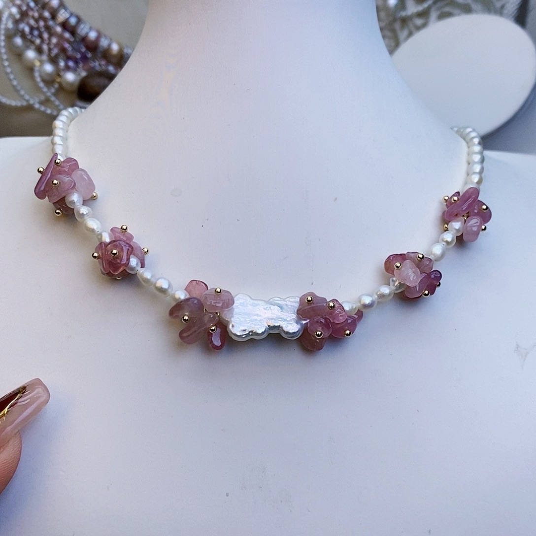 淡水珍珠颈饰银S925镶嵌