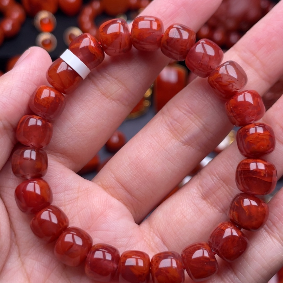 南红玛瑙未镶嵌珠宝奇石单圈9.5mm