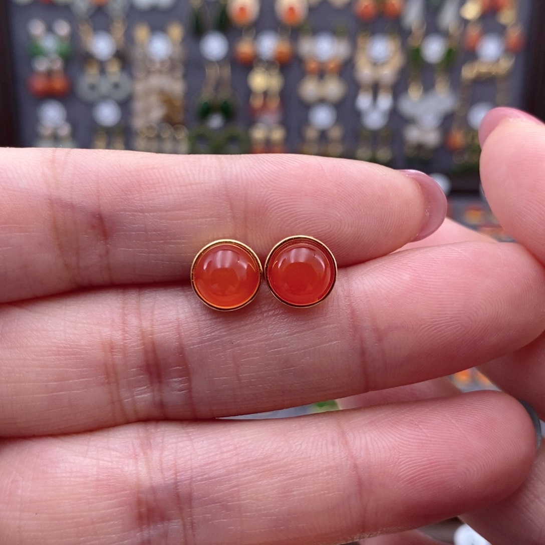 银S925镶嵌和田玉耳饰