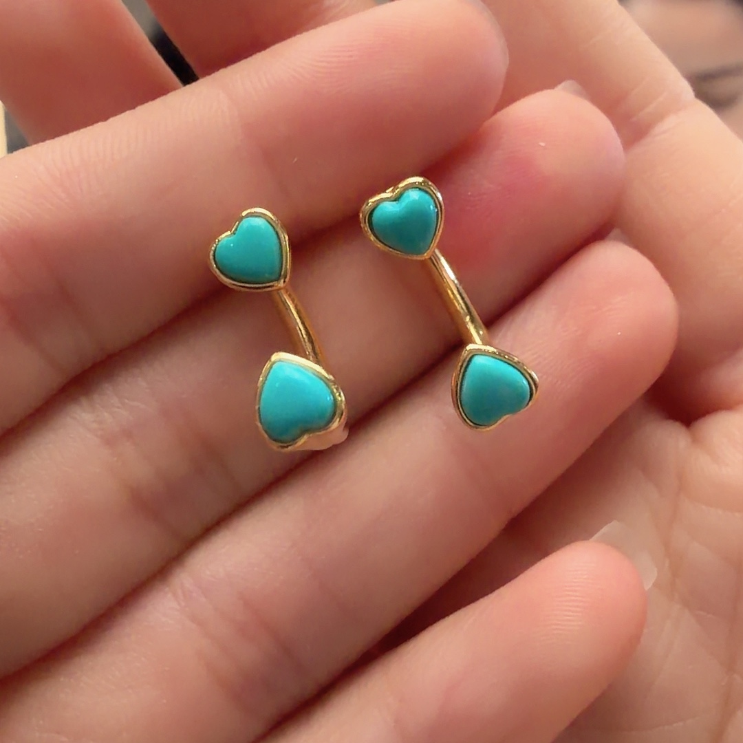 绿松石银S925镶嵌耳饰