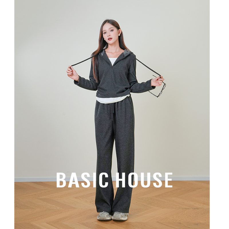 Basic House/百家好长袖法式时尚套装连帽美拉德风B0604B538C2