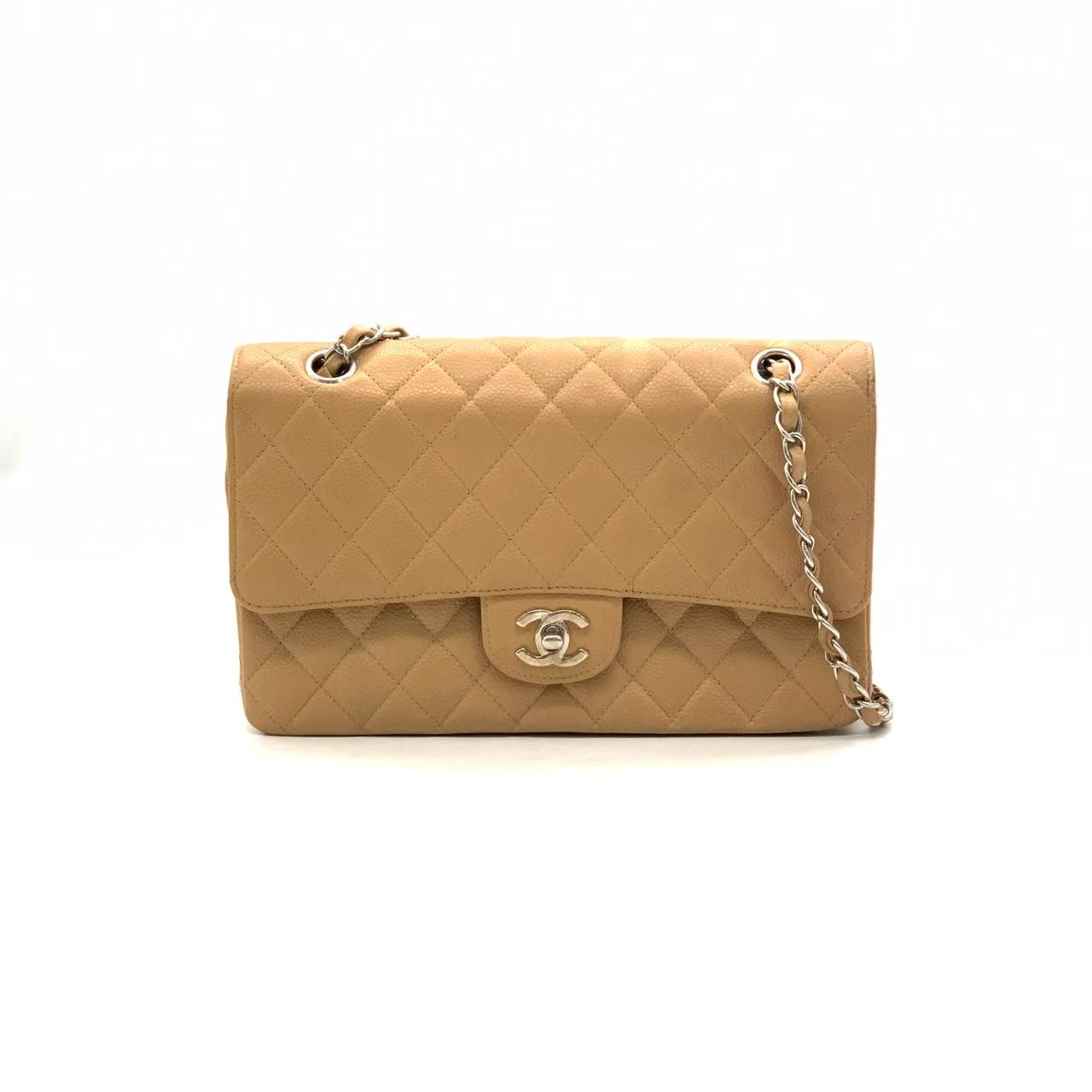 99新 Chanel/香奈儿  奶茶金荔枝牛中号cf链条包/11开