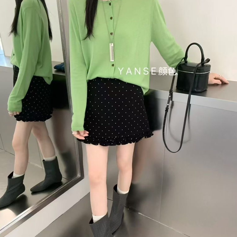 ～（姐姐家）波点女士木耳边拼接时尚显瘦短裙
