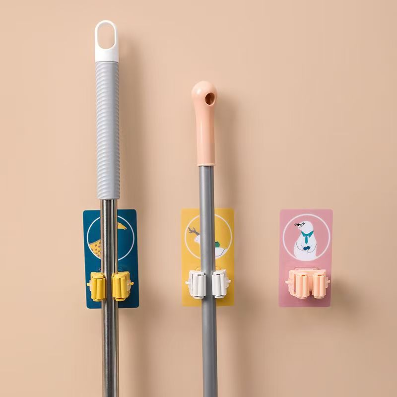 (拍一发四)免打孔卫生间墙壁卡通拖把挂钩卡扣夹子颜色随机  