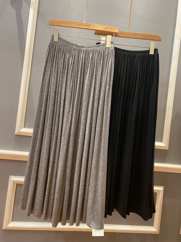 欧都梦·春夏新品 重磅羊毛混纺松紧腰气质优雅百褶半身裙18149