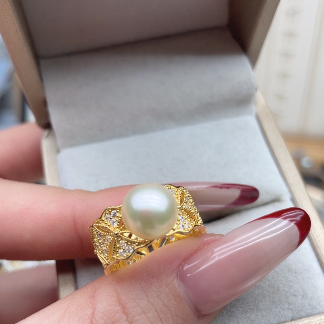 海水珍珠戒指银S925镶嵌F50