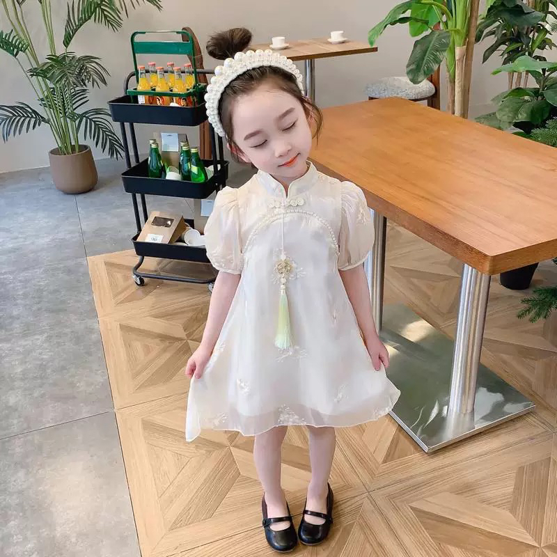 仙~女童旗袍中国古风连衣裙夏季儿童夏装宝宝刺绣汉服公主裙子