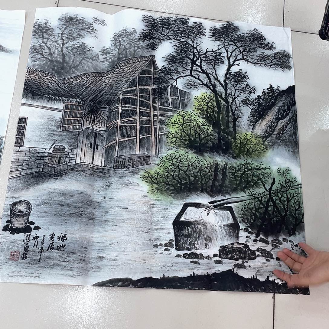 国画纯手绘的花鸟山水