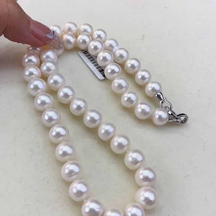 淡水珍珠颈饰银S925镶嵌卡10冷白